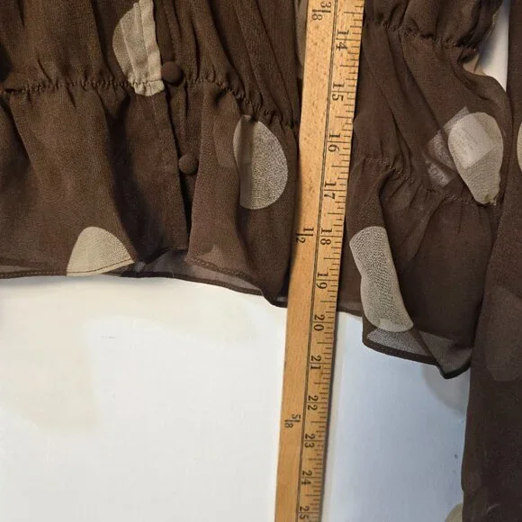 Parker Sheer Polka Dot Shirred Blouse Small - Picture 6 of 8